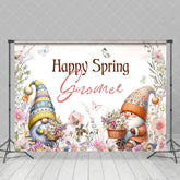 Aperturee - Aperturee Colorful Floral Butterfly Gnome Happy Spring Backdrop